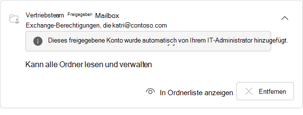 Ausgeblendetes automatisch zugeordnetes Postfach