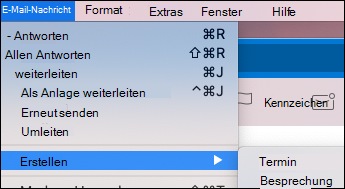 Erstellen Sie ein Ereignis aus einer E-Mail in Outlook für Mac.