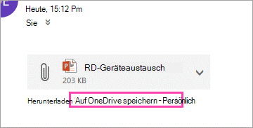 Downloadlink zum Speichern einer Anlage auf OneDrive.