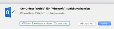 Diese Meldung wird angezeigt, wenn Sie zum ersten Mal auf die Schaltfläche 