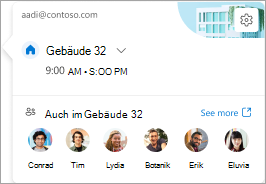 Screenshot der täglichen Karte, der zeigt, wer an diesem Standort sonst noch arbeitet