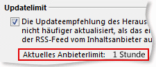 Einstellung 'Updatelimit' für RSS-Feed