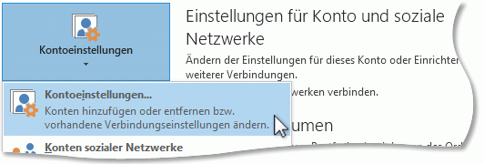 Befehl 'Kontoeinstellungen' in der Backstage-Ansicht