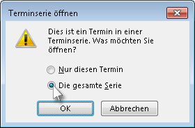 Option zum Auswählen der gesamten Besprechungsserie