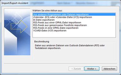 Import/Export-Assistent