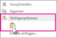 Mit der rechten Maustaste klicken und 'Einfügen' auswählen