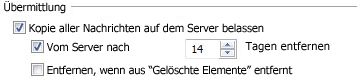 Delivery section on the Advanced tab of the Internet E-mail Settings dialog box