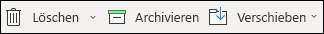 Die Menüelemente Löschen und Archiv
