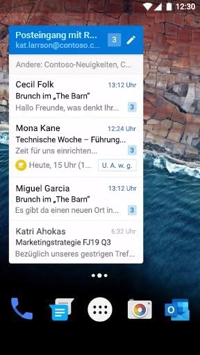 Das Android-E-Mail-Widget im schmalen Modus