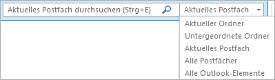 Verwenden Sie das Suchfeld in Outlook, oder wählen Sie eine Postfachliste bzw. einen Ordner aus, um die Gruppe „Bereich“ zu suchen.
