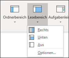 Der Screenshot zeigt die Layoutoptionen für den Lesebereich.