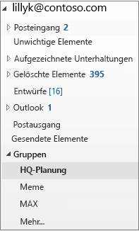 Wählen Sie im linken Navigationsbereich eine Gruppe