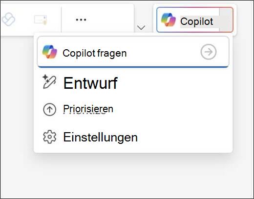 Das Copilot-Menü in Outlook.