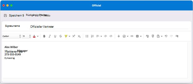 Outlook für Mac: Erstellen einer Signatur
