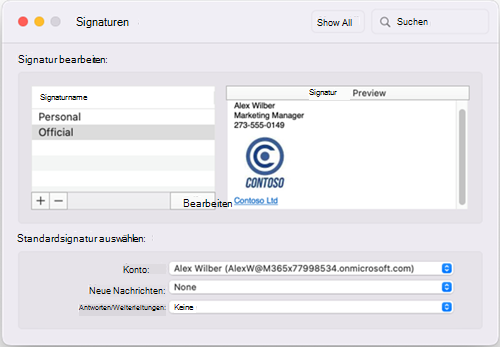 Fenster Outlook für Mac 