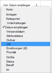Zeigt die Auswahl von 
