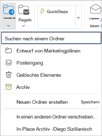 Wählen Sie im Menüband Verschieben aus.