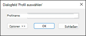 Outlook-Optionen Profil auswählen
