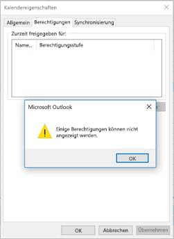 Berechtigungen können nicht angezeigt werden