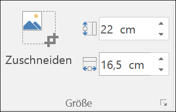 Screenshot mit den Höhen- und Breiteneinstellungen