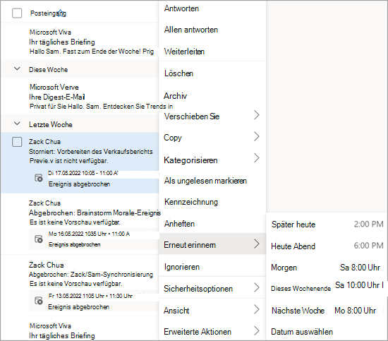 Abbildung der Option 