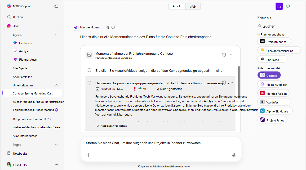 Screenshot der Planauswahl.