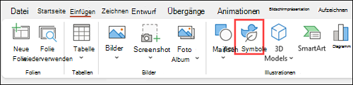 Einfügen von Symbolen für PowerPoint