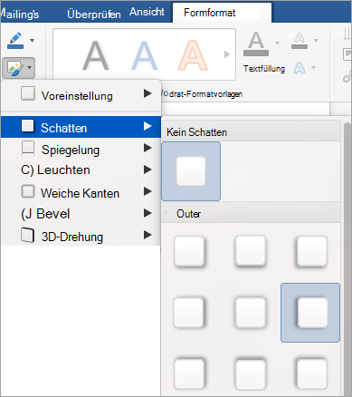Optionen im Menü 