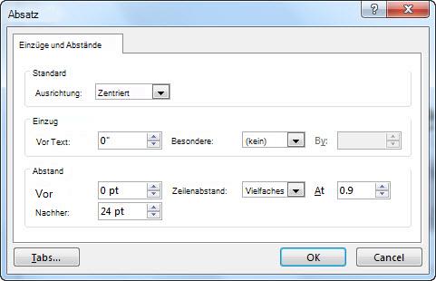 Dialogfeld 'Absatz' in PowerPoint