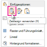 Einfügeoptionen: Zieldesign verwenden