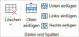 Optionen in der Gruppe Zeilen & Spalten