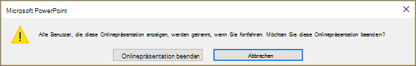Abbildung des Dialogfelds zum Beenden einer PowerPoint-Onlinepräsentation