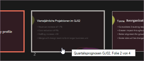 Auswählen der ausgeblendeten Folie
