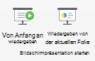 Wiedergeben der Bildschirmpräsentation vom Anfang oder von der aktuellen Folie aus.