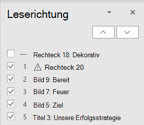 Der Bereich Lesereihenfolge.