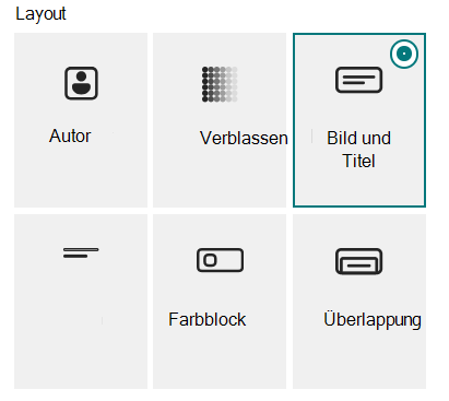 Sechs Layouts für Banner-Webparts