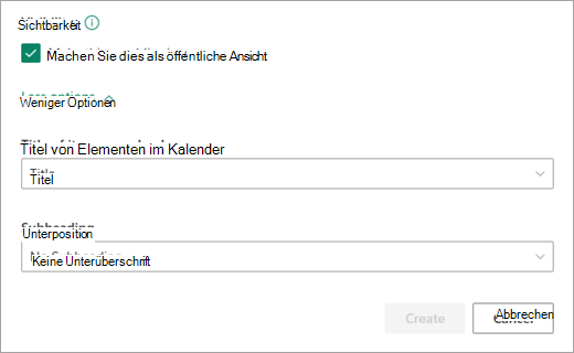 Fügen Sie die gewünschte Sichtbarkeitsebene für Ihren Kalender hinzu.