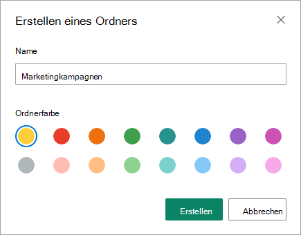 Sie können den Namen für Ihren neuen Ordner im Dialogfeld Ordner erstellen in SharePoint Modern eingeben.
