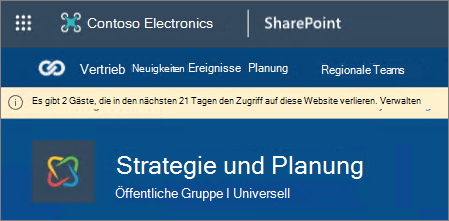 Screenshot des Banners mit dem bevorstehenden Ablauf für Gäste