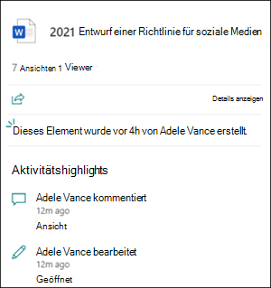 Hervorhebungen von Datei-Karte-Aktivitäten