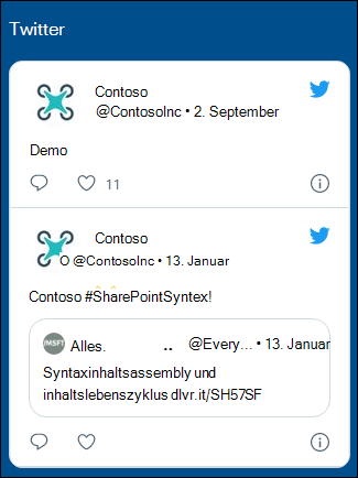 Vorschau des Twitter-Webparts.