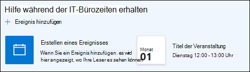 Vorschau des Ereignis-Webparts.