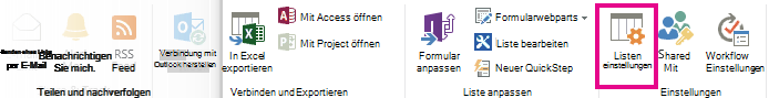 Schaltfläche 'Listeneinstellungen'