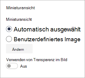 Einstellungen für Miniaturansichten