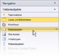 Geöffnete Website in SharePoint Designer 2010
