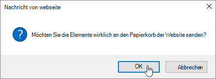 Bestätigung im Dialogfeld 