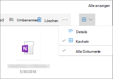Gekachelte Ansicht in dokumentbibliothek