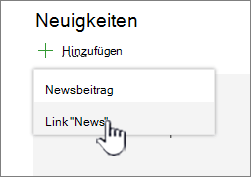 Hinzufügen eines Newslinks aus einem News-Webpart