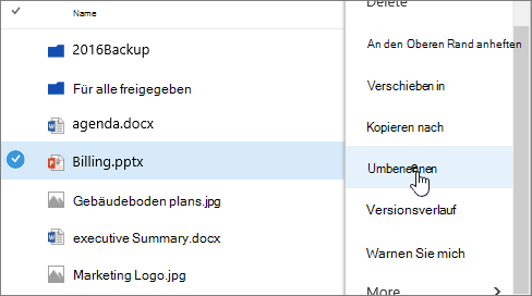 Ellipsenmenü mit hervorgehobener Option 
