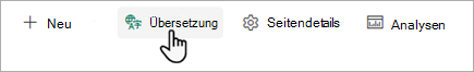 Screenshot: Start der Übersetzung einer SharePoint-Seite